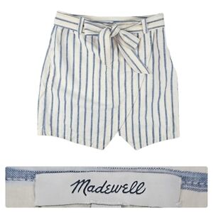 Madewell Linen Cotton Striped Belted Skirt Size 8